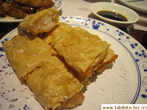 Prawns in tofu sheets, also yummy