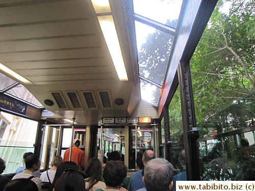 Taking the tram up The Peak