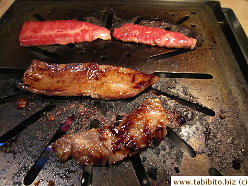 It's not charcoal grill but the meat does have a smoky high heat taste, delicious