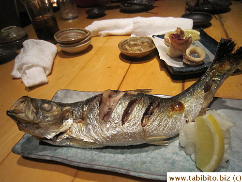 Salt-grilled fish