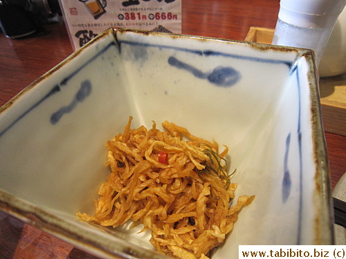 Pickled daikon on the table