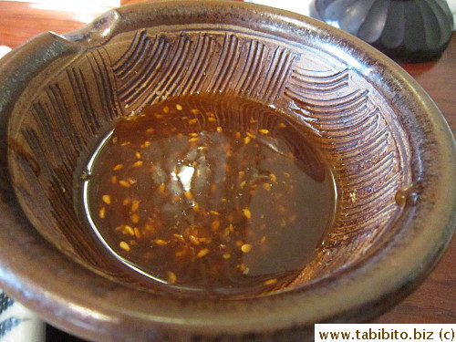 Tonkatsu sauce mixed with the sesame seeds makes a tasty dipping sauce