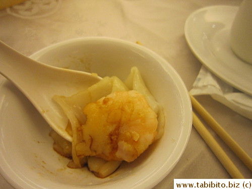 Crunchy shrimp but the rice rolls were floury