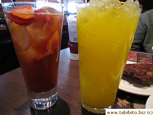 Strawberry passion tea and mango peach lemonade slush
