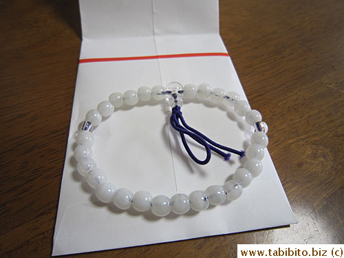 We were given prayer beads to use when we visit MT's grave in the future