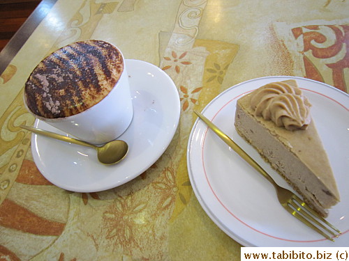 Chestnut cheesecake and coffee at old Ella's Patisserie, 338 Forest Rd, Hurstville