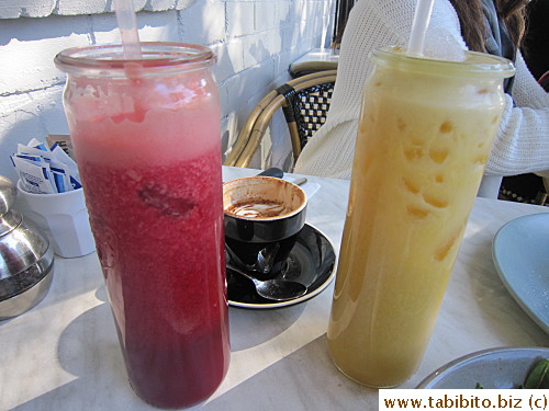 Freshly made vegetable and fruit juices