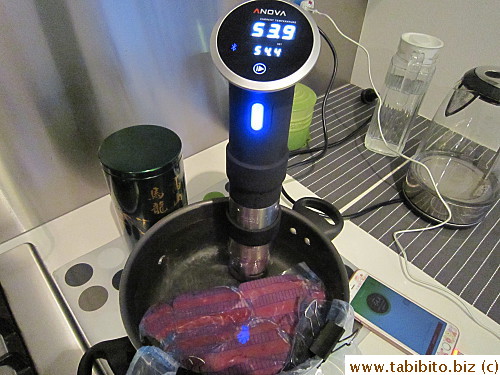 Rachel sous-vided the steak before grilling
