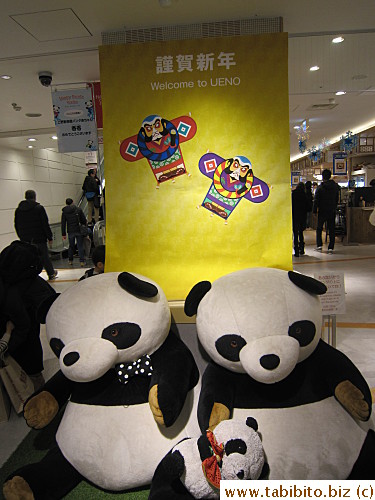 Panda and New Year celebration in a store