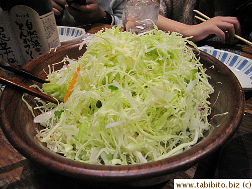 Shredded cabbage to go with the tonkatsu