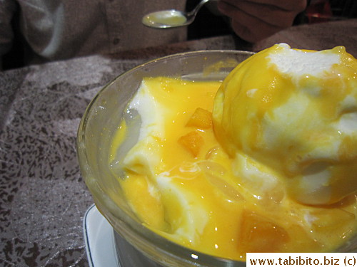Layers of coconut and mango